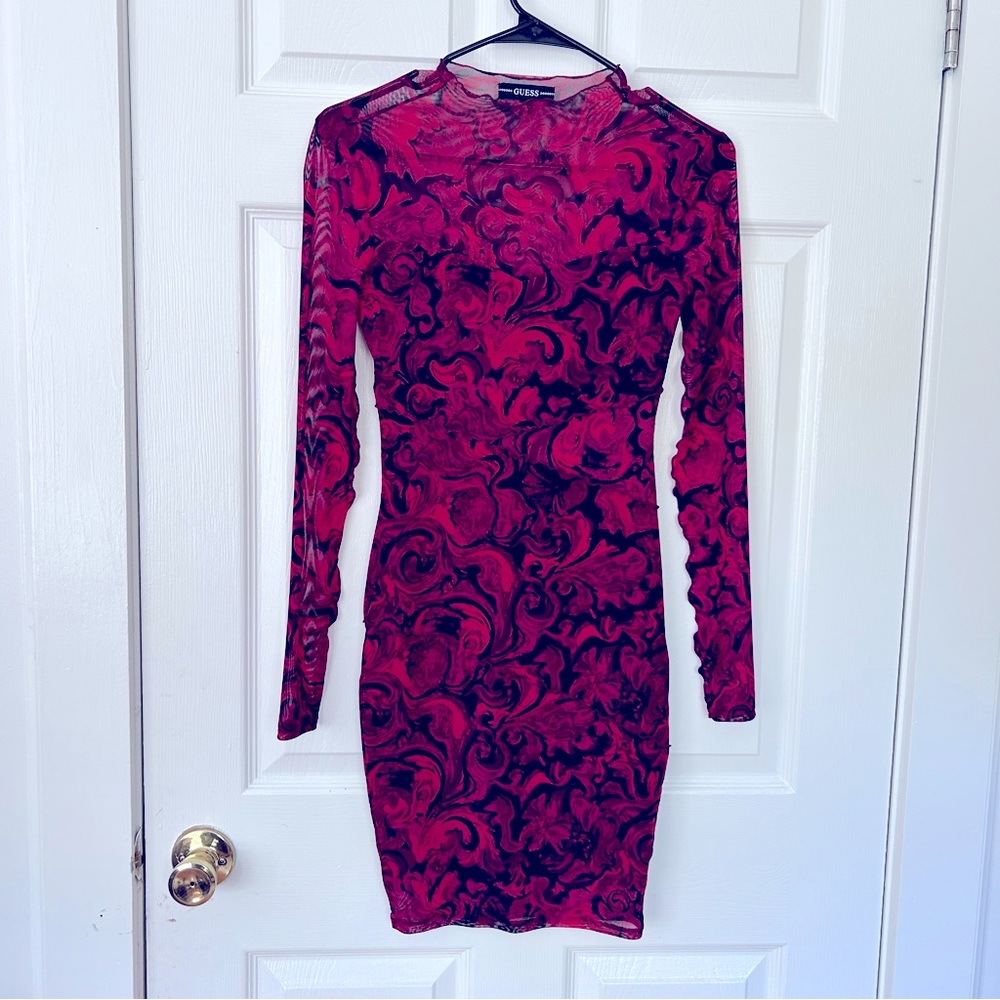 Guess Mesh Red and Black Dress